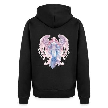 Virgo Zodiac Sign Angel Vaporwave Aesthetic Astrol - Unisex Premium Bio Zip Hoodie - Schwarz - Hinten - Nico (187cm)