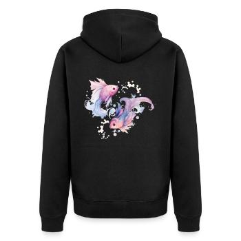 Pisces Zodiac Sign February March Birthday Astrolo - Unisex Premium Bio Zip Hoodie - Schwarz - Hinten - Nico (187cm)