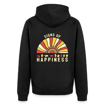 Boho Rainbow ASL Fingerspelling Sign Language - Unisex Premium Bio Zip Hoodie - Schwarz - Hinten - Nico (187cm)