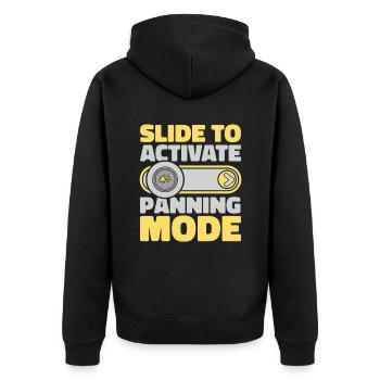 Slide To Activate Panning Mode Miner Prospector - Unisex Premium Organic Zip Hoodie - black - Back - Nico (187cm)