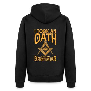 Freimaurer Winkel & Zirkel FREEMASON Prince Hall - Unisex Premium Bio Zip Hoodie - Schwarz - Hinten - Nico (187cm)