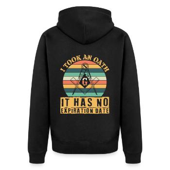 Freimaurer Winkel & Zirkel FREEMASON Prince Hall - Unisex Premium Bio Zip Hoodie - Schwarz - Hinten - Nico (187cm)