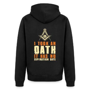 Freimaurer Winkel & Zirkel FREEMASON Prince Hall - Unisex Premium Bio Zip Hoodie - Schwarz - Hinten - Nico (187cm)