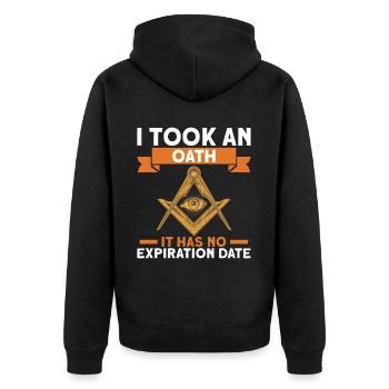 Freimaurer Winkel & Zirkel FREEMASON Prince Hall - Unisex Premium Bio Zip Hoodie - Schwarz - Hinten - Nico (187cm)