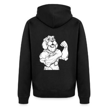 Fitness Golden Doodle Dog - Unisex Premium Organic Zip Hoodie - black - Back - Nico (187cm)