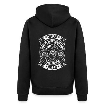 Motorrad Biker Motorbike Motorcycle Dad - Unisex Premium Bio Zip Hoodie - Schwarz - Hinten - Nico (187cm)