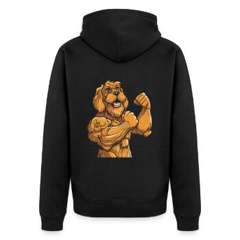 Golden Doodle I Love Mom - Unisex Premium Bio Zip Hoodie - Schwarz - Hinten - Nico (187cm)