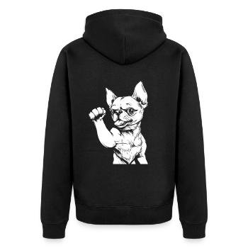 Fitness Chihuahua Dog - Unisex Premium Organic Zip Hoodie - black - Back - Nico (187cm)