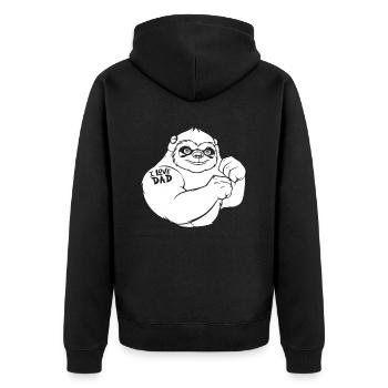 Faultier Bizeps Tattoo I Love Dad - Unisex Premium Bio Zip Hoodie - Schwarz - Hinten - Nico (187cm)