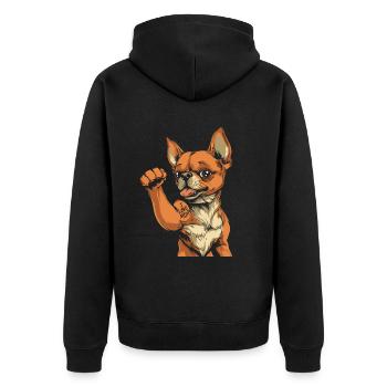 Chihuahua I Love Mom - Unisex Premium Bio Zip Hoodie - Schwarz - Hinten - Nico (187cm)