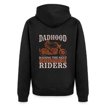 Motorrad Biker Motorbike Motorcycle Dad - Unisex Premium Bio Zip Hoodie - Schwarz - Hinten - Nico (187cm)