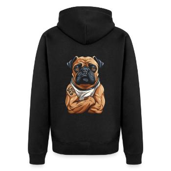 Mops Hund I Love Dad - Unisex Premium Bio Zip Hoodie - Schwarz - Hinten - Nico (187cm)