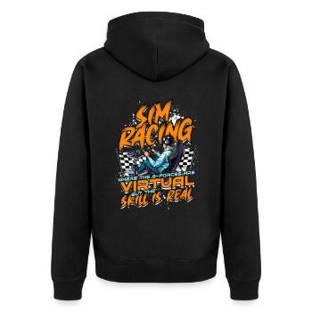 Sim Racing Where The G-Forces Are Virtual - Unisex Premium Bio Zip Hoodie - Schwarz - Hinten - Nico (187cm)