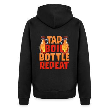 Maple Syrup Maple Sap Tap Boil Bottle Repeat - Unisex Premium Organic Zip Hoodie - black - Back - Nico (187cm)