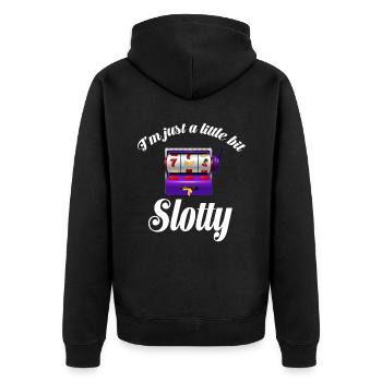 Ich Bin Nur Ein Bisschen Fauler - Unisex Premium Bio Zip Hoodie - Schwarz - Hinten - Nico (187cm)