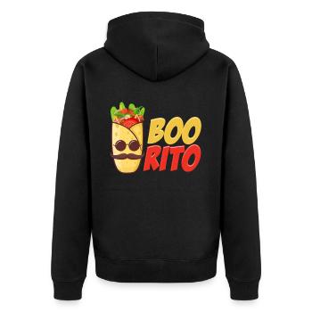 Boorito Burrito Wortspiele Mexikanische Margarita - Unisex Premium Bio Zip Hoodie - Schwarz - Hinten - Nico (187cm)