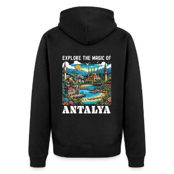 Antalya Turquie Voyage Vacances J’aime la Turquie - Veste à capuche bio Premium Unisexe - noir - Dos - Nico (187cm)