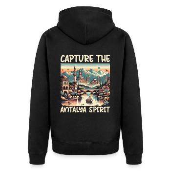 Antalya Turquie Voyage Vacances J’aime la Turquie - Veste à capuche bio Premium Unisexe - noir - Dos - Nico (187cm)