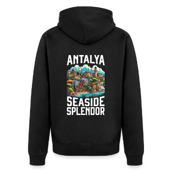 Antalya Turquie Voyage Vacances J’aime la Turquie - Veste à capuche bio Premium Unisexe - noir - Dos - Nico (187cm)