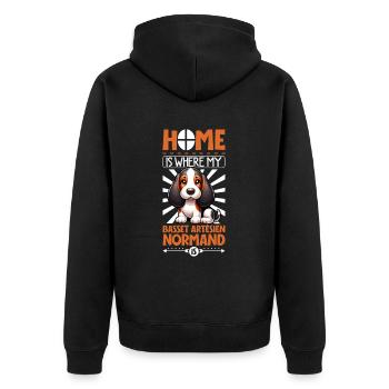 Home - Basset Artésien Normand - Unisex Premium Organic Zip Hoodie - black - Back - Nico (187cm)