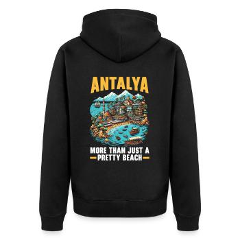 Antalya Turquie Voyage Vacances J’aime la Turquie - Veste à capuche bio Premium Unisexe - noir - Dos - Nico (187cm)