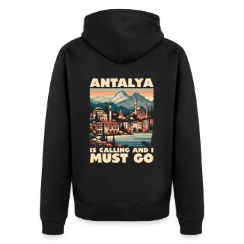 Antalya Turquie Voyage Vacances J’aime la Turquie - Veste à capuche bio Premium Unisexe - noir - Dos - Nico (187cm)