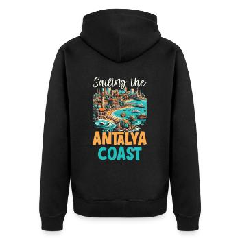 Antalya Turquie Voyage Vacances J’aime la Turquie - Veste à capuche bio Premium Unisexe - noir - Dos - Nico (187cm)