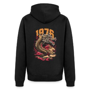 1976 Vintage Dragon zodiaque chinois - Veste à capuche bio Premium Unisexe - noir - Dos - Nico (187cm)