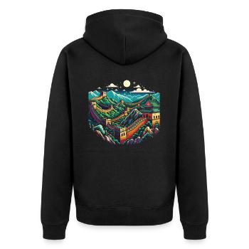 Grande Muraille De Chine Voyage Vacances Chinois - Veste à capuche bio Premium Unisexe - noir - Dos - Nico (187cm)