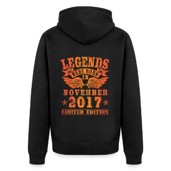 Les légendes sont nées en Novembre 2017 Anniversaire - Veste à capuche bio Premium Unisexe - noir - Dos - Nico (187cm)