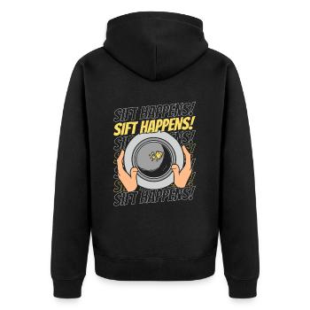 Siebung geschieht Schürfen von Miner Placer Mining Gold - Unisex Premium Bio Zip Hoodie - Schwarz - Hinten - Nico (187cm)
