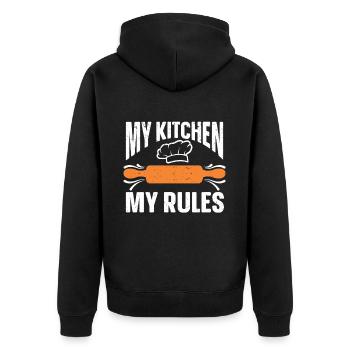 Cuisson Jeu de mots Cuire Cuisinier Chef Boulanger - Veste à capuche bio Premium Unisexe - noir - Dos - Nico (187cm)
