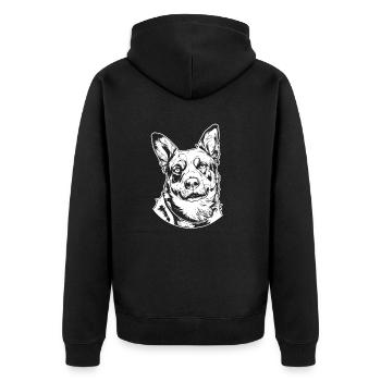 Australischer Rinderhund - Unisex Premium Bio Zip Hoodie - Schwarz - Hinten - Nico (187cm)