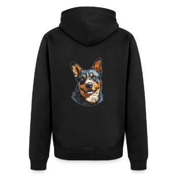 Australischer Rinderhund - Unisex Premium Bio Zip Hoodie - Schwarz - Hinten - Nico (187cm)