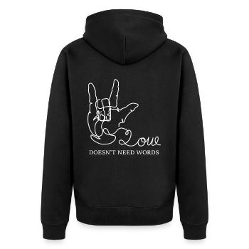 Love Doesn't Need Words ASL Sign Language Autism A - Unisex Premium Bio Zip Hoodie - Schwarz - Hinten - Nico (187cm)