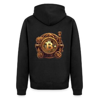 Steampunk Bitcoin Digital Currency Crypto Coin - Unisex Premium Bio Zip Hoodie - Schwarz - Hinten - Nico (187cm)