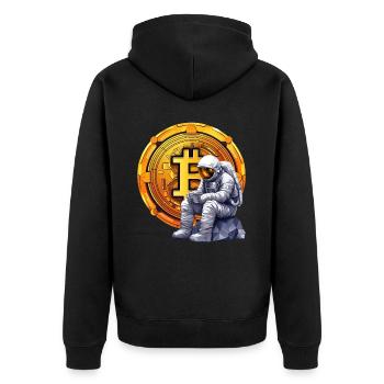 Astronaut Crypto Funny Cryptocurrency Trader - Unisex Premium Bio Zip Hoodie - Schwarz - Hinten - Nico (187cm)
