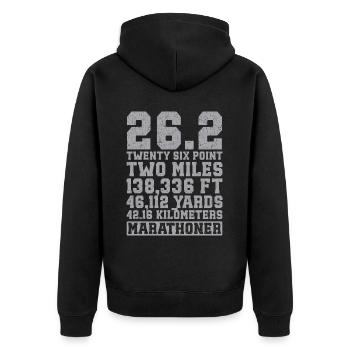 26. 2 Marathonläufer Lustiger Marathon Zitat - Unisex Premium Bio Zip Hoodie - Schwarz - Hinten - Nico (187cm)
