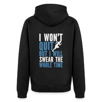 26. 2 Marathonläufer Lustiger Marathon Zitat - Unisex Premium Bio Zip Hoodie - Schwarz - Hinten - Nico (187cm)