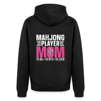Mahjong Player Mom The Idol The Myth Loves Mahjong - Unisex Premium Organic Zip Hoodie - black - Back - Nico (187cm)
