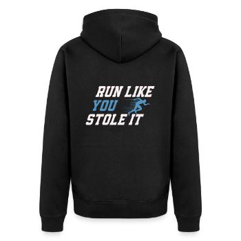 26. 2 Marathonläufer Lustiger Marathon Zitat - Unisex Premium Bio Zip Hoodie - Schwarz - Hinten - Nico (187cm)