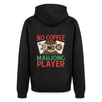 Mahjong Player No Coffee No Mahjong Coffee Lover - Unisex Premium Organic Zip Hoodie - black - Back - Nico (187cm)
