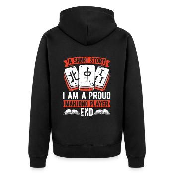 Mahjong Player A Short Story I Am A Mahjong Lover - Unisex Premium Organic Zip Hoodie - black - Back - Nico (187cm)