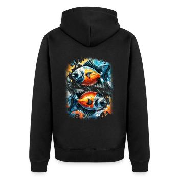 Skalar - Unisex Premium Bio Zip Hoodie - Schwarz - Hinten - Nico (187cm)