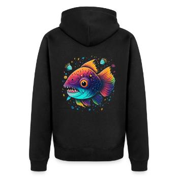 Skalar - Unisex Premium Bio Zip Hoodie - Schwarz - Hinten - Nico (187cm)