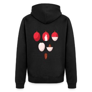 Lychee Früchte Litschi Exotische Frucht - Unisex Premium Bio Zip Hoodie - Schwarz - Hinten - Nico (187cm)