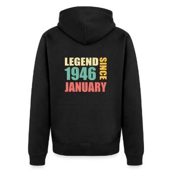 61. Geburtstag Dezember Jahrgang 1962 Vintage - Unisex Premium Bio Zip Hoodie - Schwarz - Hinten - Nico (187cm)