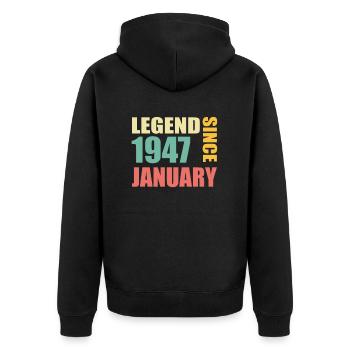 51. Geburtstag Dezember Jahrgang 1972 Vintage - Unisex Premium Bio Zip Hoodie - Schwarz - Hinten - Nico (187cm)