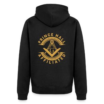 Freimaurer Winkel & Zirkel FREEMASON Prince Hall - Unisex Premium Bio Zip Hoodie - Schwarz - Hinten - Nico (187cm)
