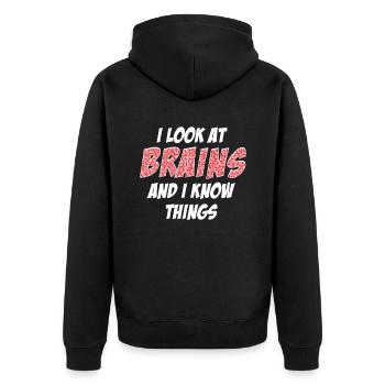 Ich Schaue Mir Gehirne An Und Weiß Lustige Dinge - Unisex Premium Bio Zip Hoodie - Schwarz - Hinten - Nico (187cm)